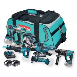 Työkalusarja Makita DLX7021TX1 (DDF485 + DTD156 + DHR202 + DHS630 + DTM51 + DJV181 + DJR186); 18 V; 2x5,0 Ah akku