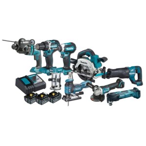 Työkalusarja Makita DLX9009T (DDF484 + DTD153 + DHS660 + DHR182 + DGA508 + DTM51 + DRT50 + DJR187 + DJV181); 18 V; 3x5,0 Ah akku
