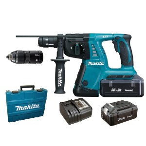 Akkukäyttöinen poravasara Makita HR262TDWBE; 3,0 J; SDS-plus; 36 V; 2x2,2 Ah akku