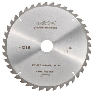 Katkaisuterä puulle Metabo Classic; 216x2,4x30,0 mm; Z40; -5°