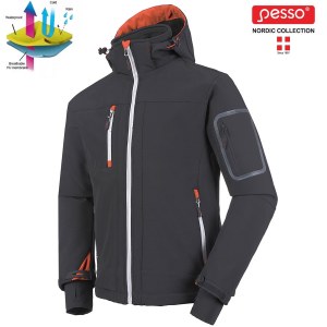 Softshell -takki Pesso Monopoly pehmeällä TPU vuorella; XXL; harmaa