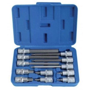 Hylsysarja Hex-kärkien kanssa SATRA S-SH1212L; 1/2''; 12 kpl.