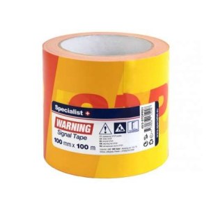 Merkkausteippi Specialist TFP3135W-606; 100 mm; 100 m; punainen/keltainen