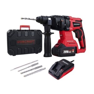Akkukäyttöinen poravasara Worcraft CRH-S20LiBAM; 20 V; 3,0 J; 1x4,0 Ah akku + tarviketta