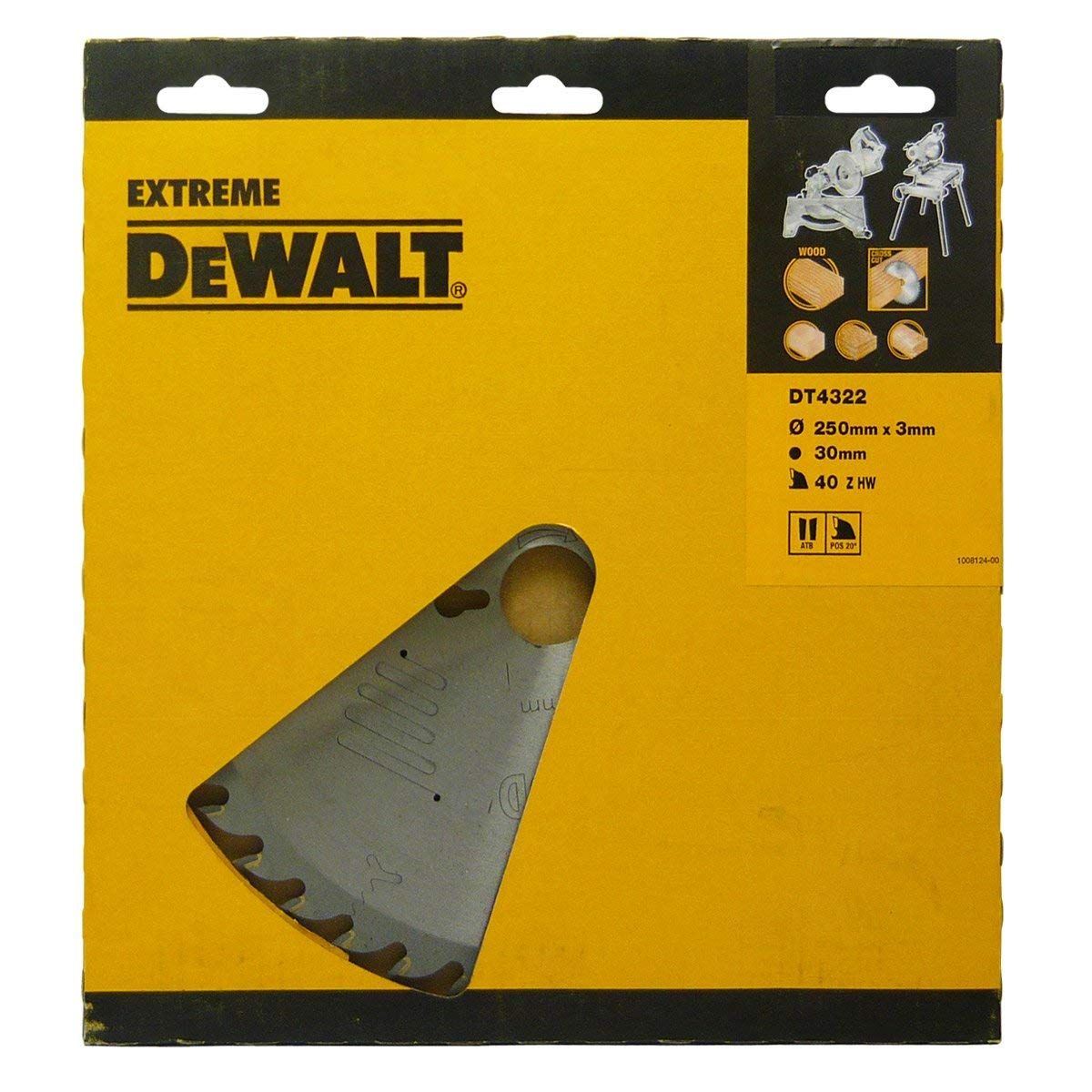 Katkaisuterä puulle DeWalt; 250x3x30,0 mm; Z40; 10°