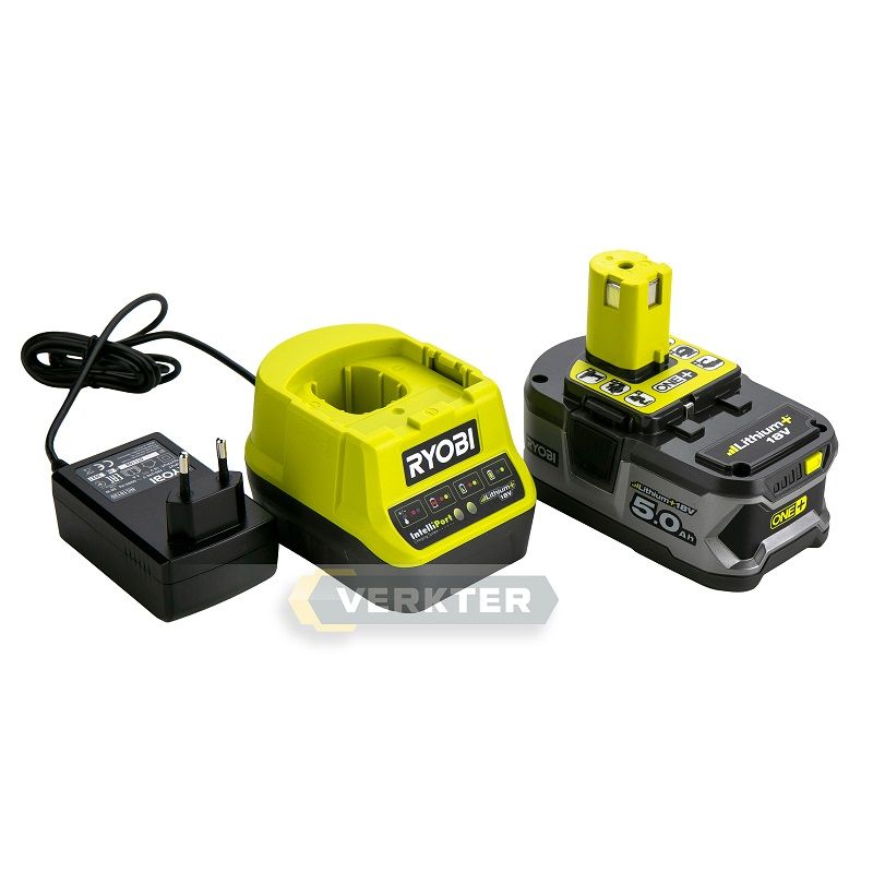 Akku Ryobi RC18120-150; 18 V; 5,0 Ah akku + laturi RC18120 ONE+