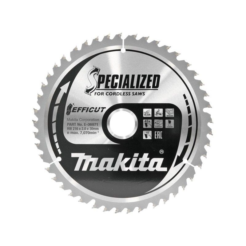 Katkaisuterä puulle Makita Efficut; 216x1,5x30 mm; Z60; 10°