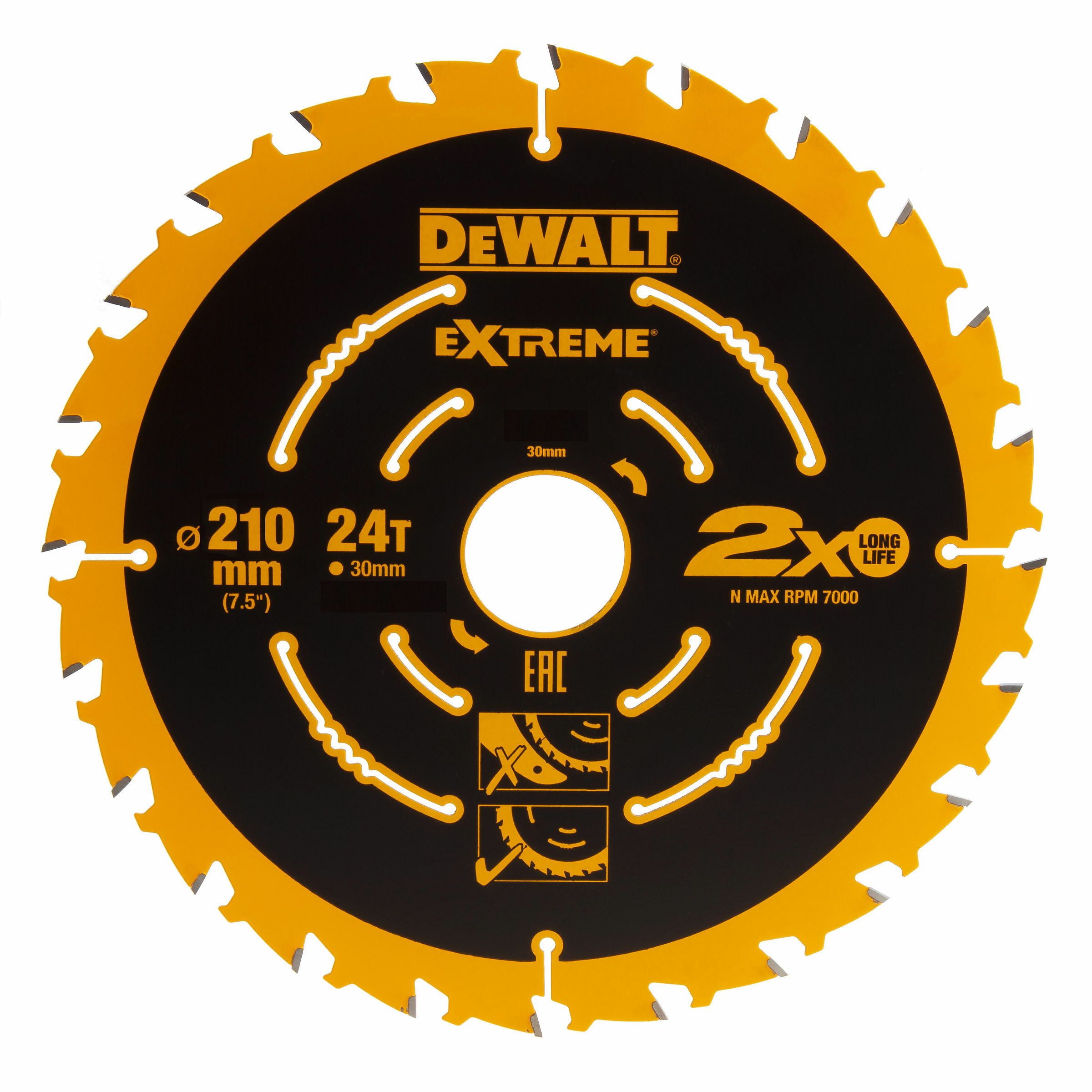 Katkaisuterä puulle DeWalt Extreme; 210x2,4x30 mm; Z24