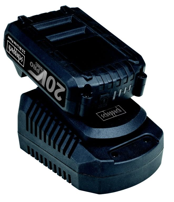 Akku Scheppach;20 V; 2,0 Ah; Li-ion + latauslaite