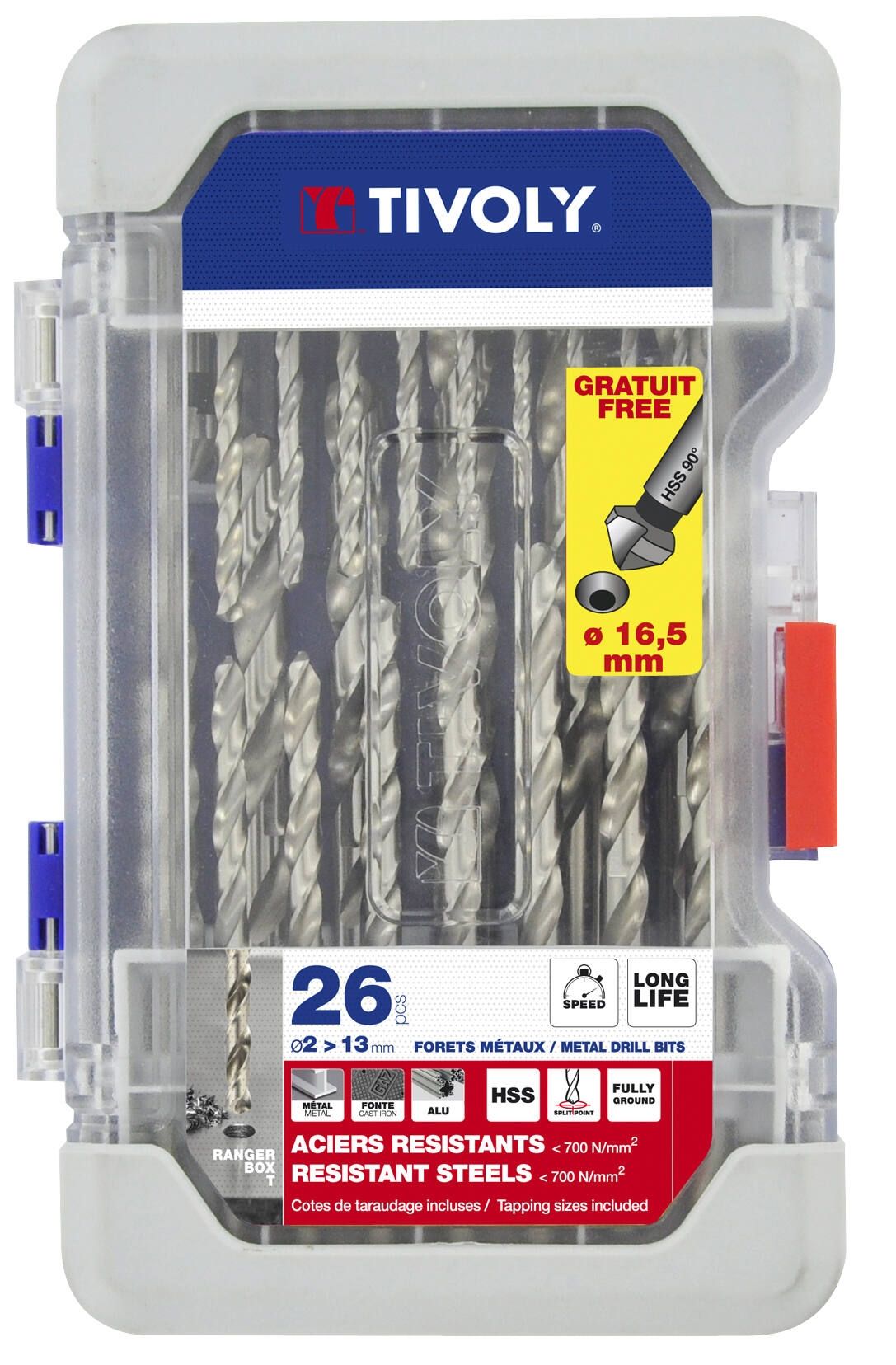 Metalliporanteräsarja Tivoly SPLIT POINT; HHS; 1-13 mm; 26 kpl.