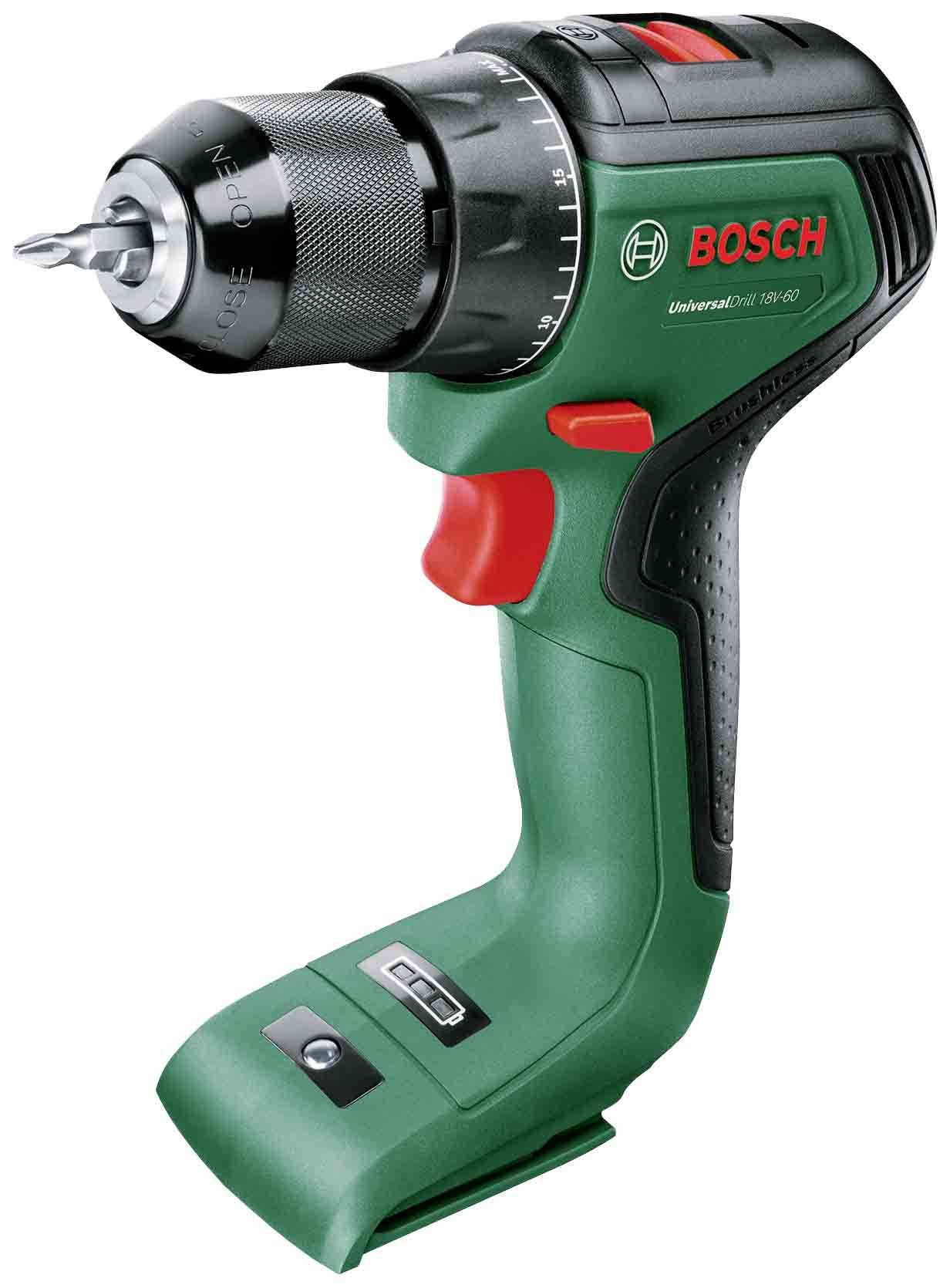 Pora/ruuvinväännin Bosch UniversalDrill 18V-60 solo; 18 V (ilman akkua ja laturia)