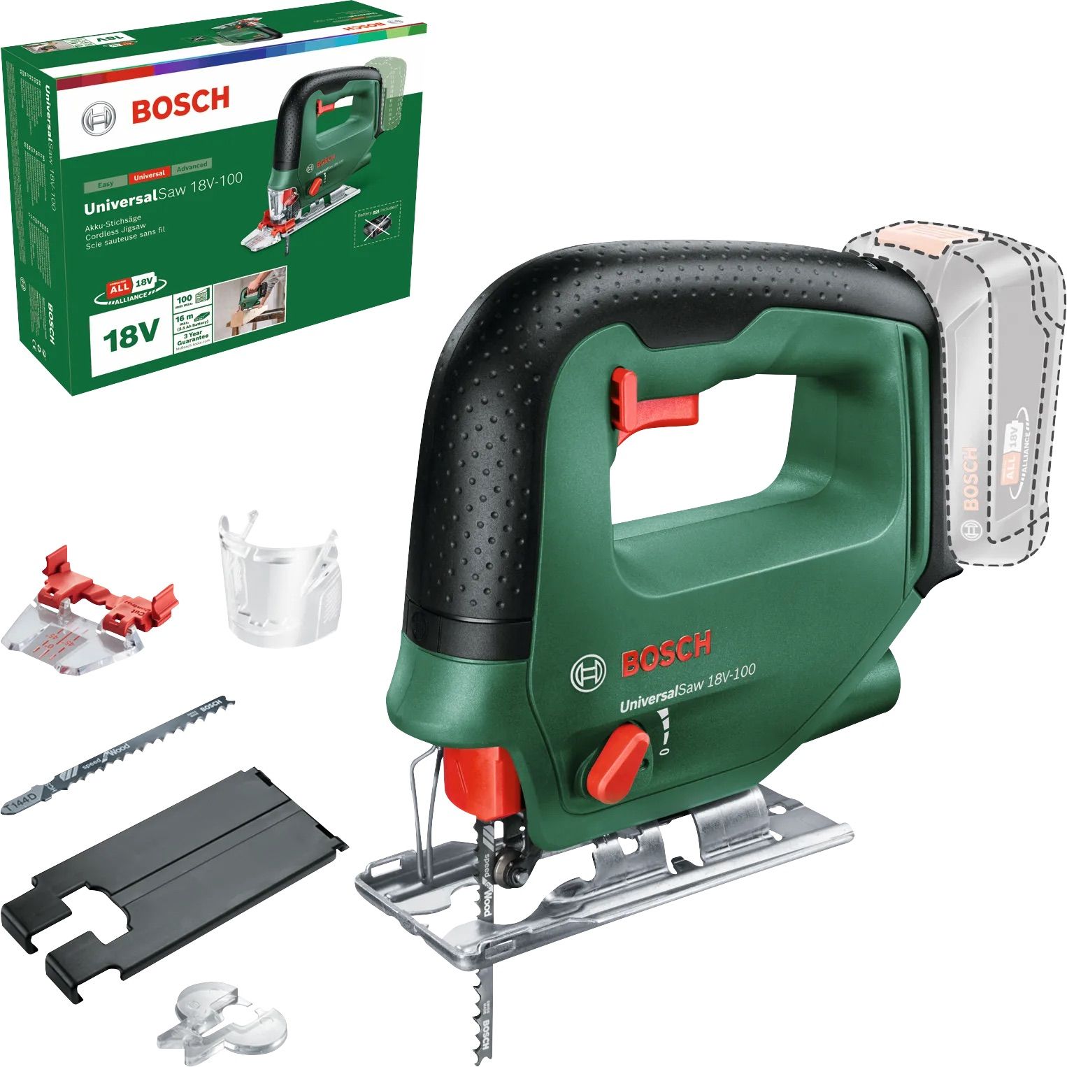 Akkupistosaha Bosch UniversalSaw 18 solo; 18 V (ilman akkua ja laturia)