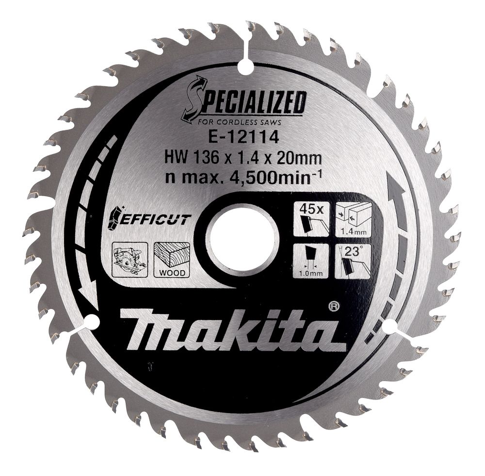 Katkaisulaikka Makita E-12114; 136x1,4x20 mm; Z45; 23°