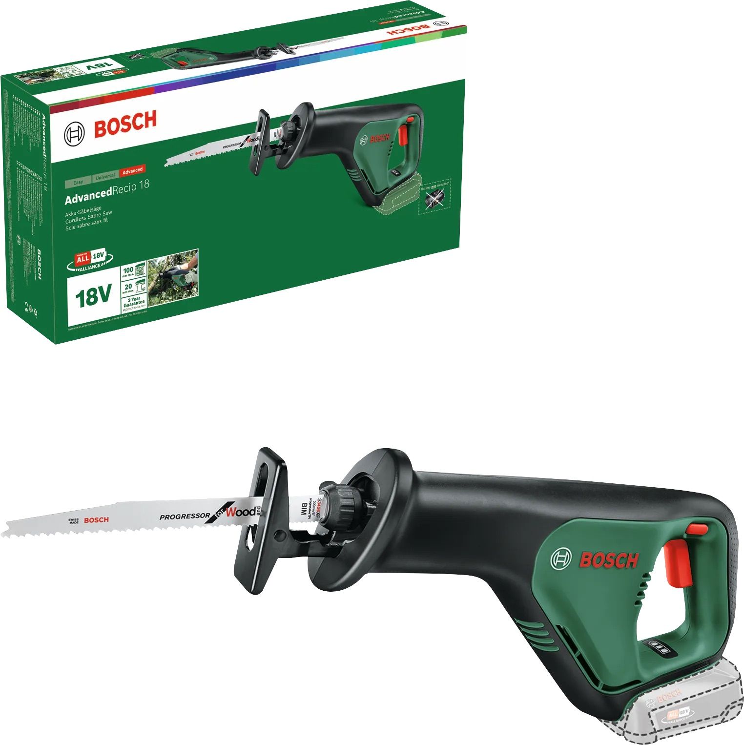 Akkupuukkosaha Bosch Advanced Grind 18; 18 V (ilman akkua ja laturia)