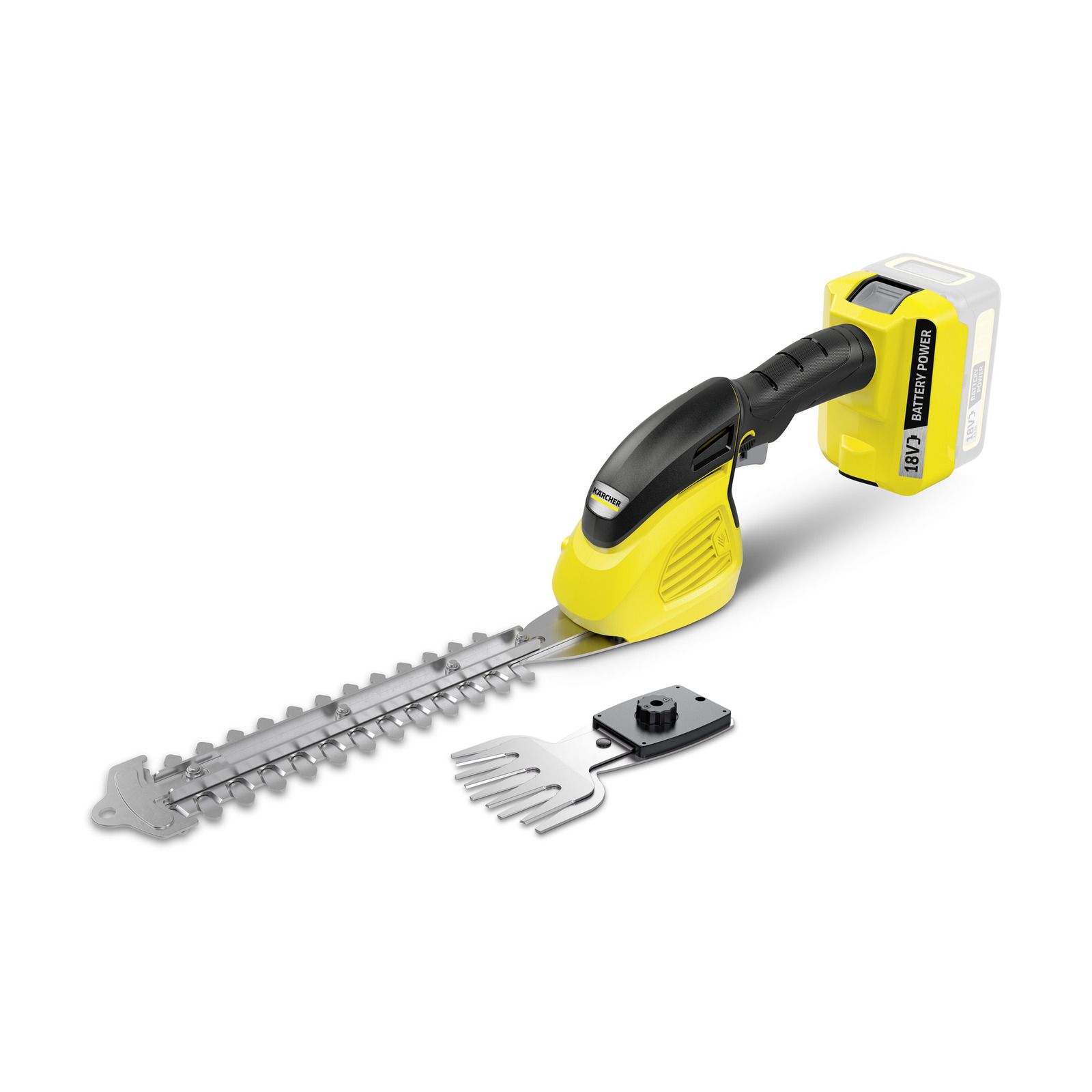 Akkupuutarhaleikkuri ja -ruohosakset -setti ; 11cm terä Karcher GSH 18-20; 18 V; 20 cm pituus; akkukäyttöinen (ilman akkua ja laturia)