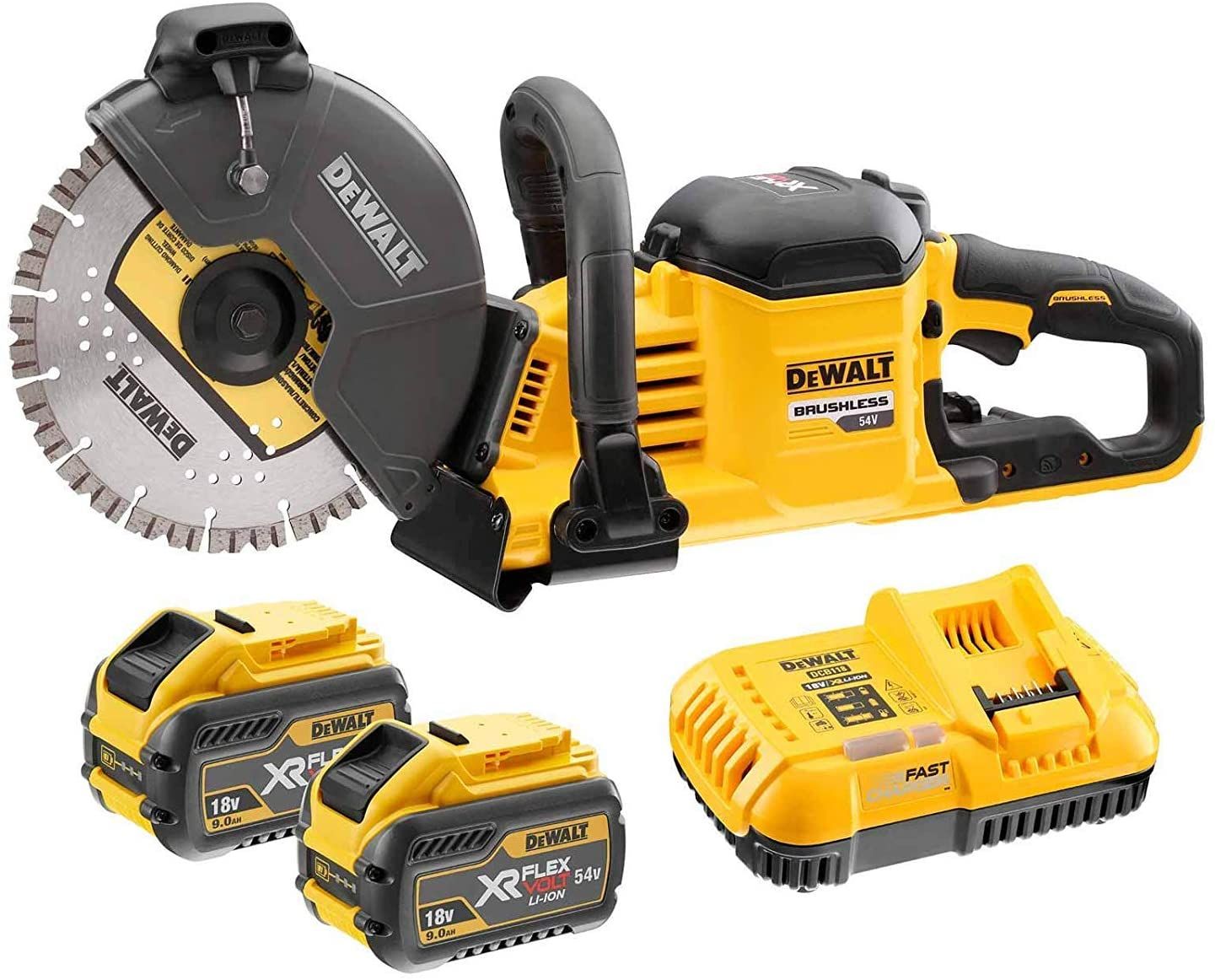 Kulmaleikkuri DeWalt DCS690X2-QW; 54 V; 2x9,0 Ah akku