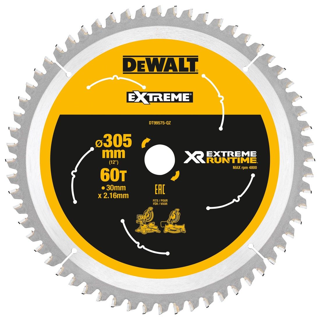 Katkaisuterä puulle DeWalt DT99575-QZ; 305 mm; 7°