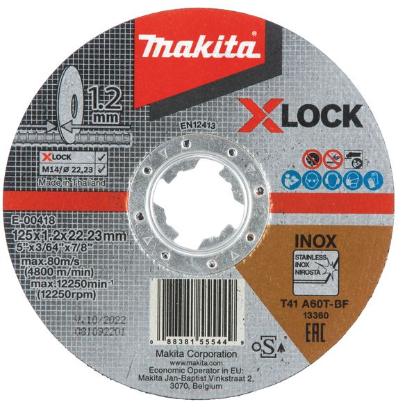 Hiova katkaisulaikka Makita X-Lock; 125x1,2 mm