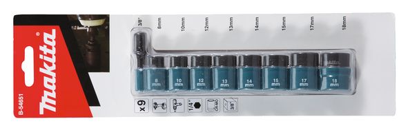 Minikoon mac-tarvikesarjat Makita B-54651; 3/8''; 9 kpl.