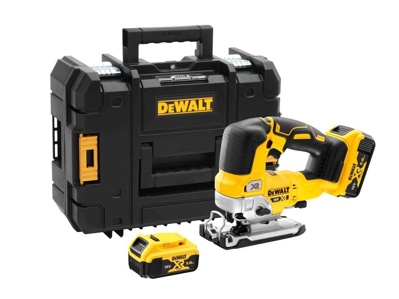 Akkupistosaha DeWalt DCS334P2-QW; 18 V; 2x5,0 Ah akku