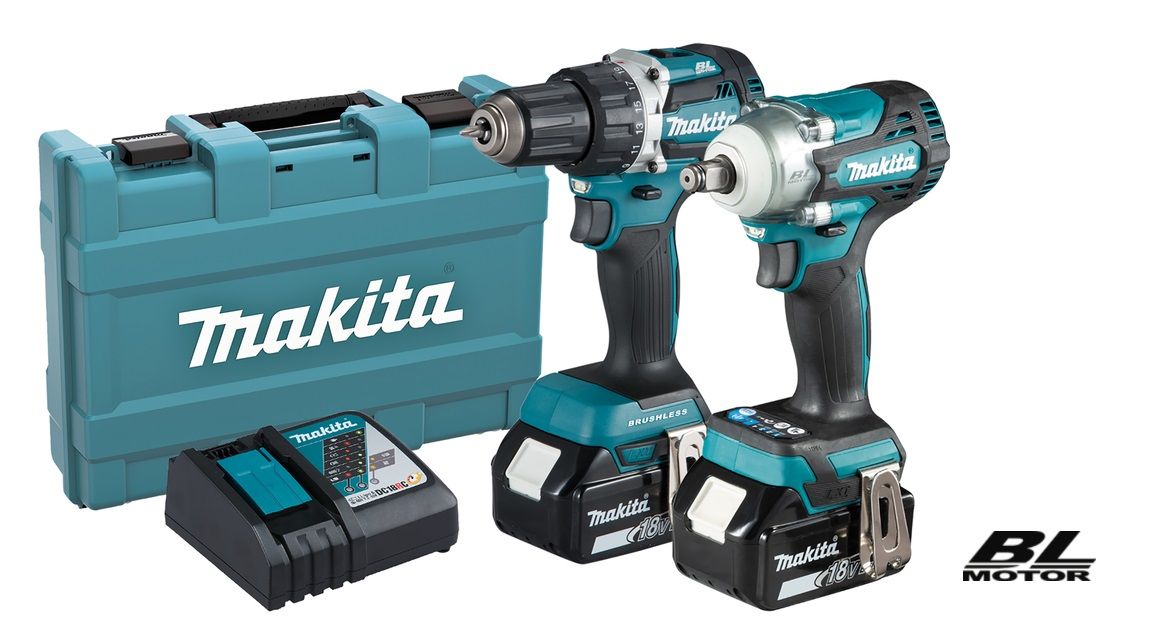 Työkalusarja Makita DLX2410G (DDF484 + DTW300); 18 V; 2x6,0 Ah akku