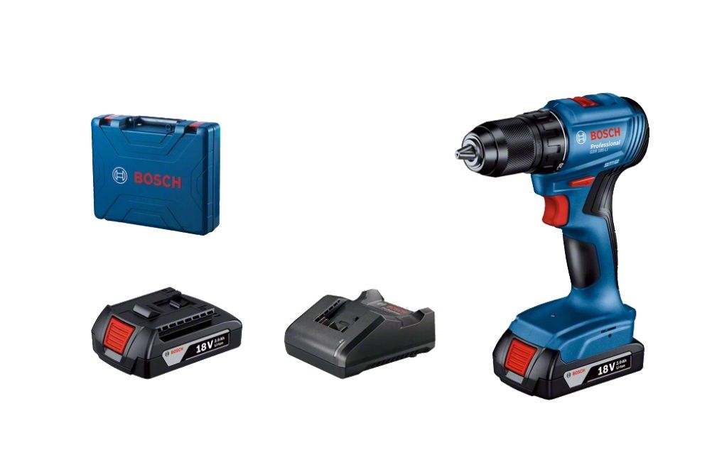 Pora/ruuvinväännin Bosch GSR 185-LI; 18 V; 2x2,0 Ah akku