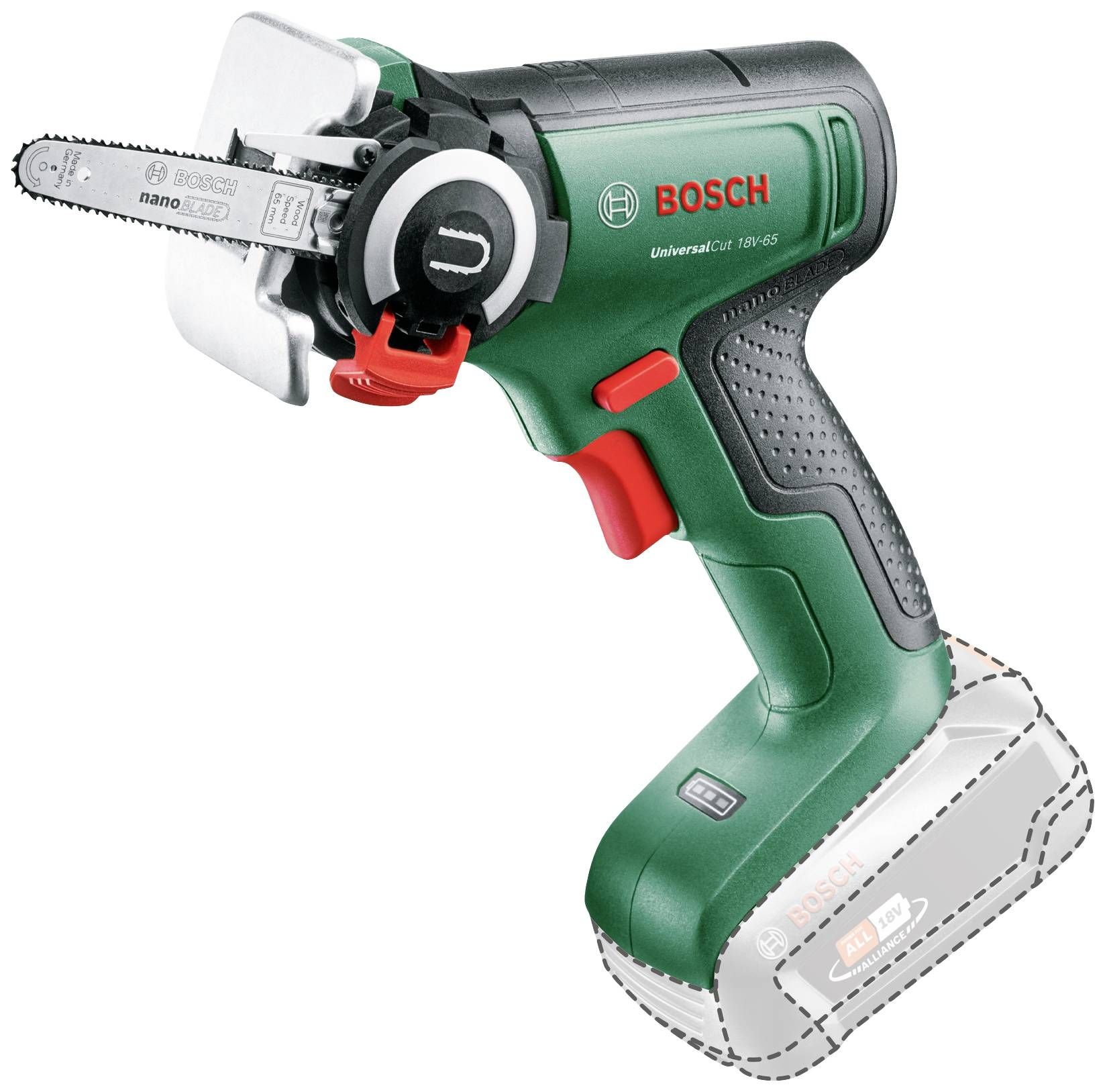 Ketjusaha Bosch UniversalCut 18V-65; 18 V; 6,5 cm laippa (ilman akkua ja laturia)