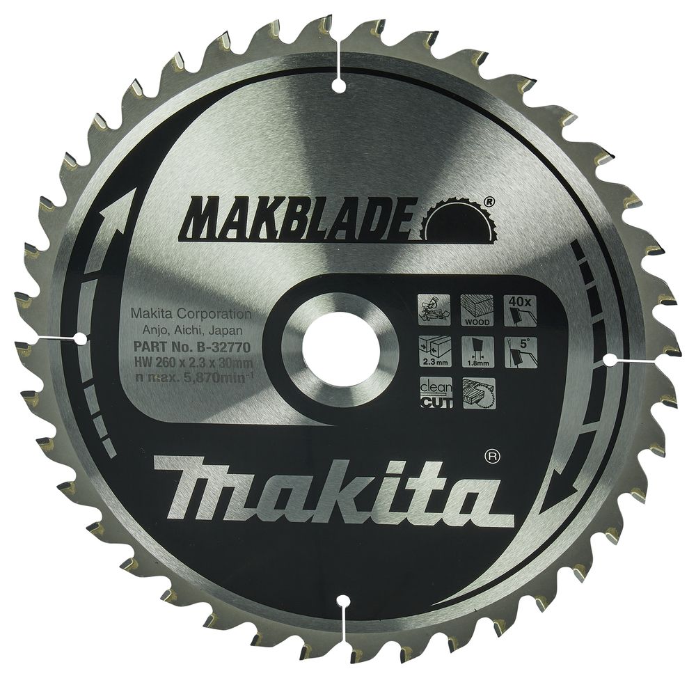 Katkaisulaikka Makita B-32770; 260x30 mm; Z40; 5°