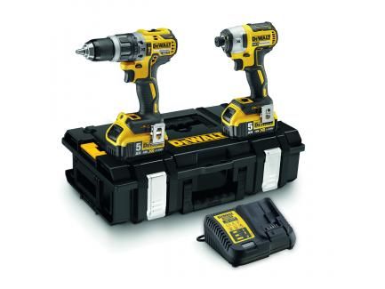 Työkalusarja DeWalt DCK266P2 (DCD796 + DCF887); 18 V; 2x5,0 Ah akku