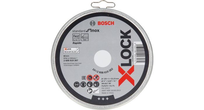 Hiova katkaisulaikka Bosch X-LOCK Standard for Inox; 125x1x22,23 mm; 10 kpl.