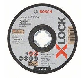 Hiova katkaisulaikka Bosch X-LOCK Standard for Inox; 125×1×22,23 mm; 1 kpl.