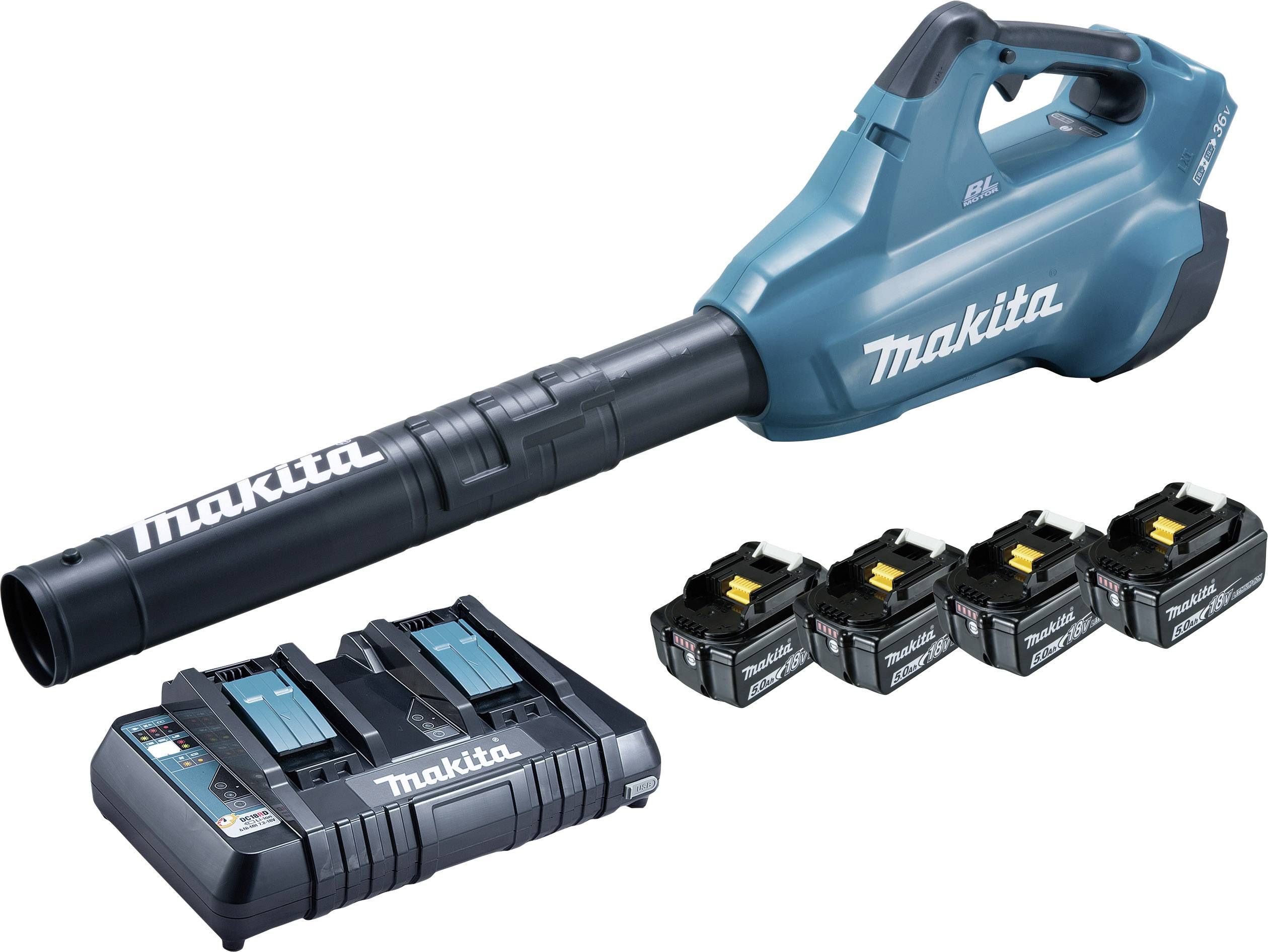 Akku lehtipuhallin Makita DUB362PT4; 2x18 V; 4x5,0 Ah akku