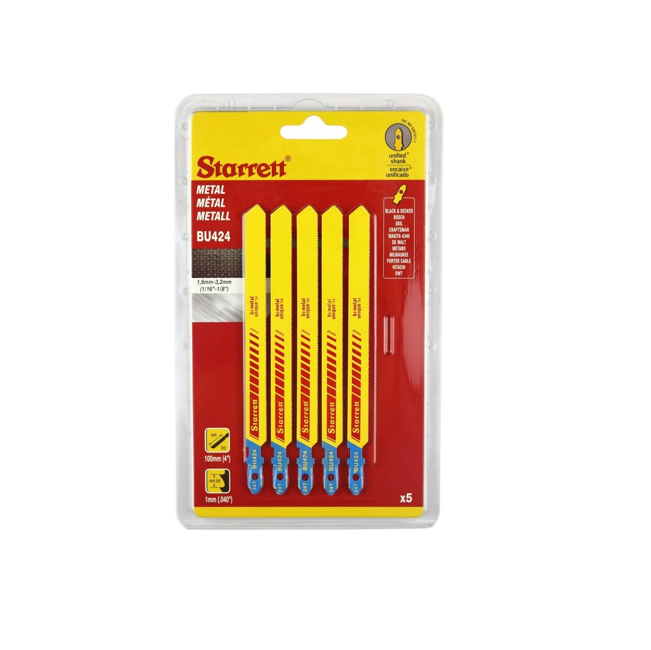 Pistosahanterä Starrett BU424; 5 kpl.