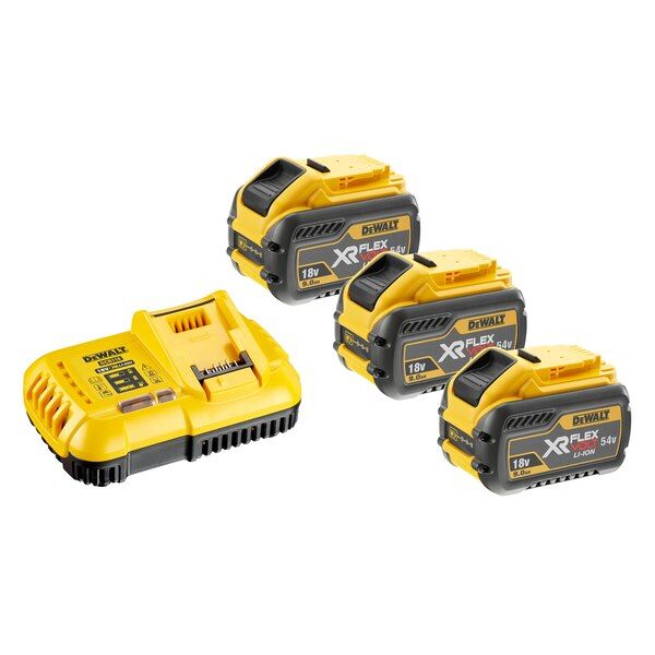 Tarvikesarja DeWalt DCB118X3; 18/54 V; 3x9,0 Ah + Laturi DCB118