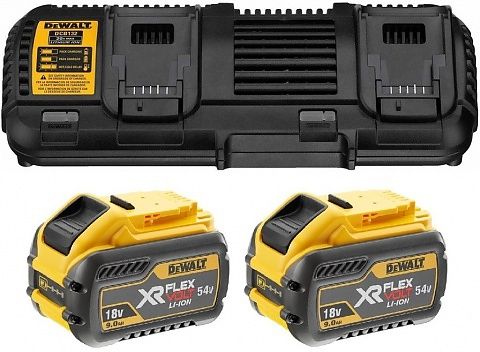 Tarvikesarja DeWalt FlexVolt; 18 V; 2x9,0 Ah akku + laturi DCB132