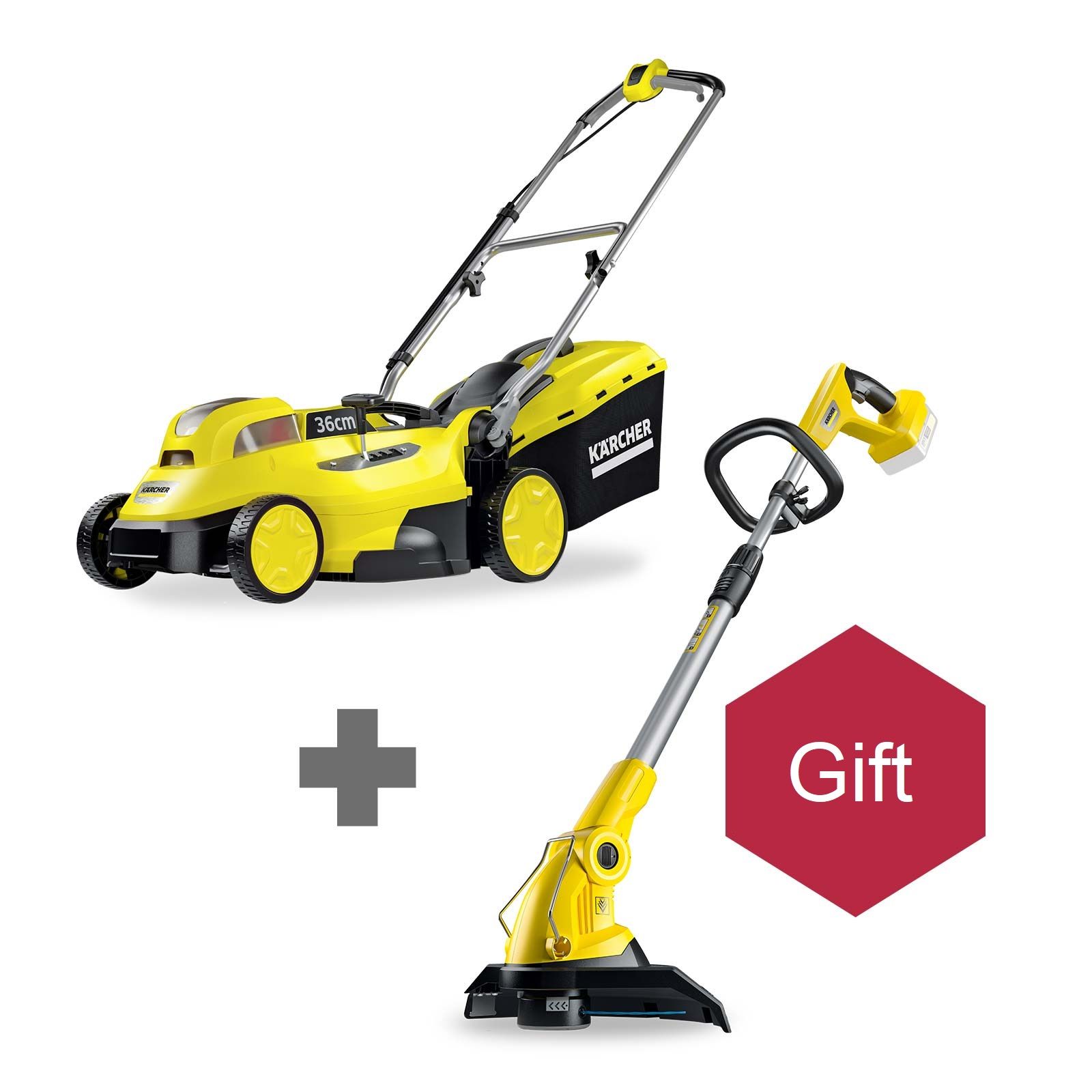 Ruohonleikkuri Karcher LMO 18-36; 18 V; 1x5,0 Ah + Ruohotrimmeri Karcher LTR 18-30; 18 V
