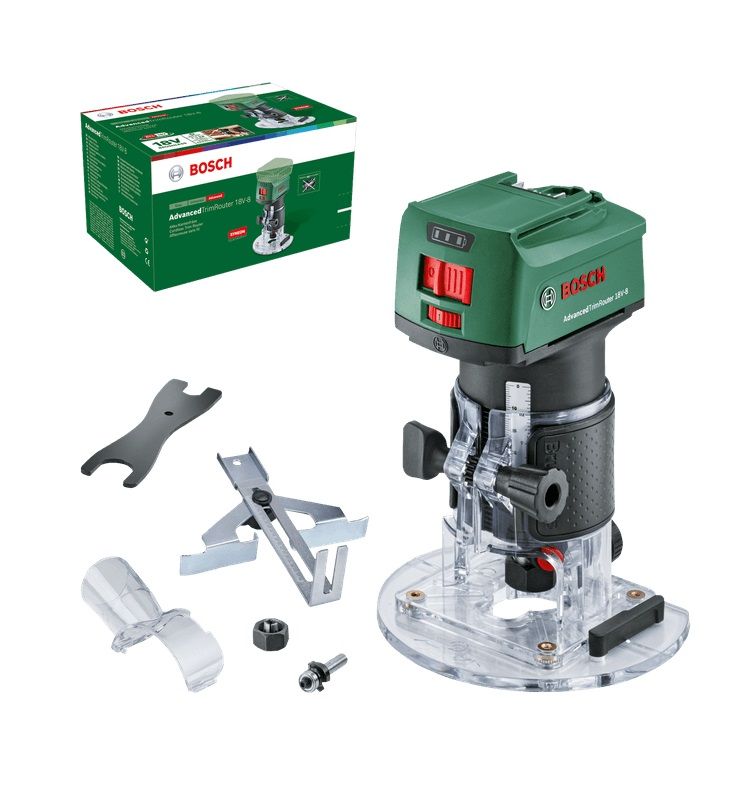 Akkukäyttöinen yläjyrsin Bosch AdvancedTrimRouter 18V-8; 18 V (ilman akkua ja laturia)