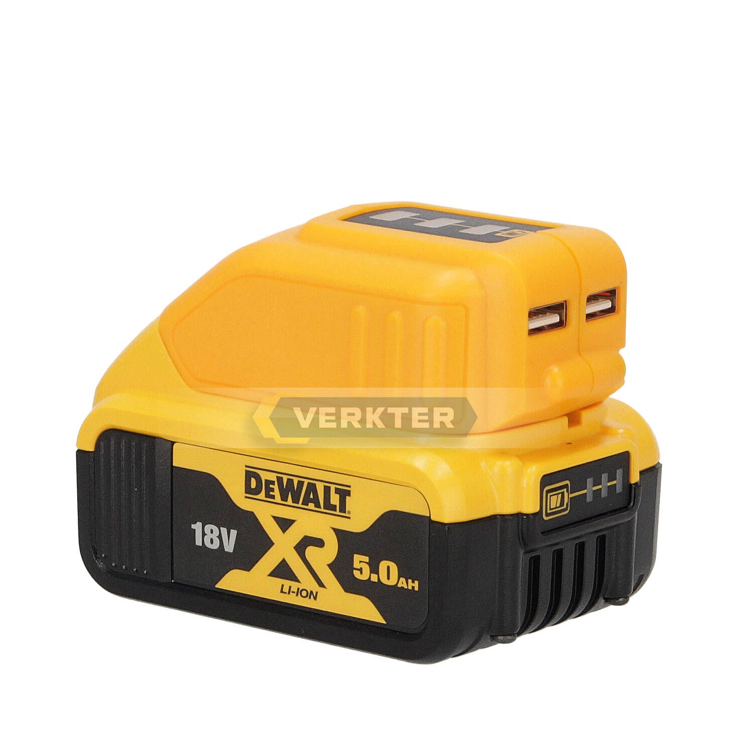 Akkuadapteri Ahlio sopii DeWalt 12-18V -> USB (x2)