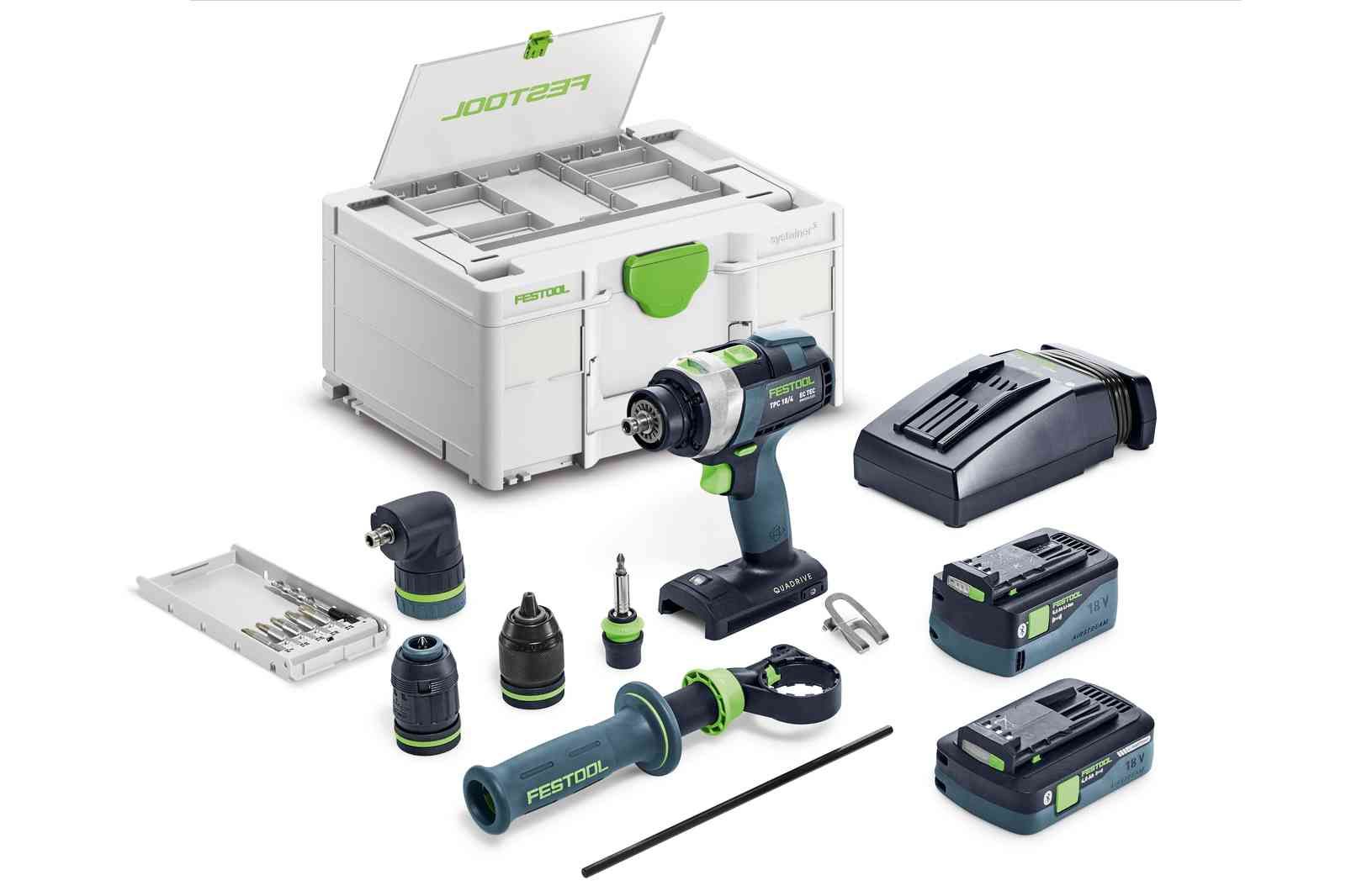 Pora/ruuvinväännin Festool QUADRIVE TPC 18/4 5,0/4,0 I-Set/XL;  18 V; 5,0 Ah + 4,0 Ah akku