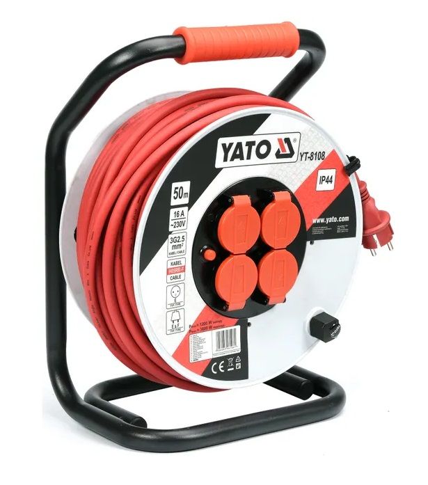 Jatkojohto kelalla Yato YT-8108; 50 m; 3x2,5 mm²