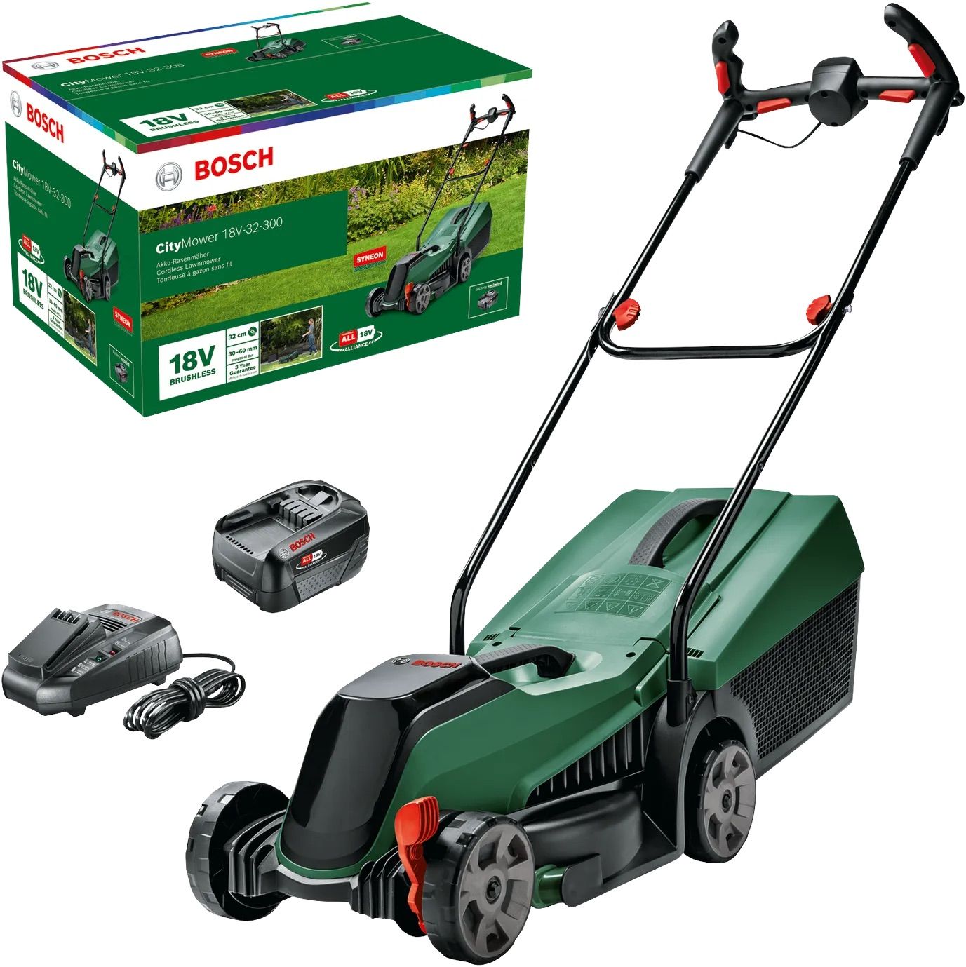Ruohonleikkuri Bosch CityMower 18V-32-300; 18 V; 1x4,0 Ah akku