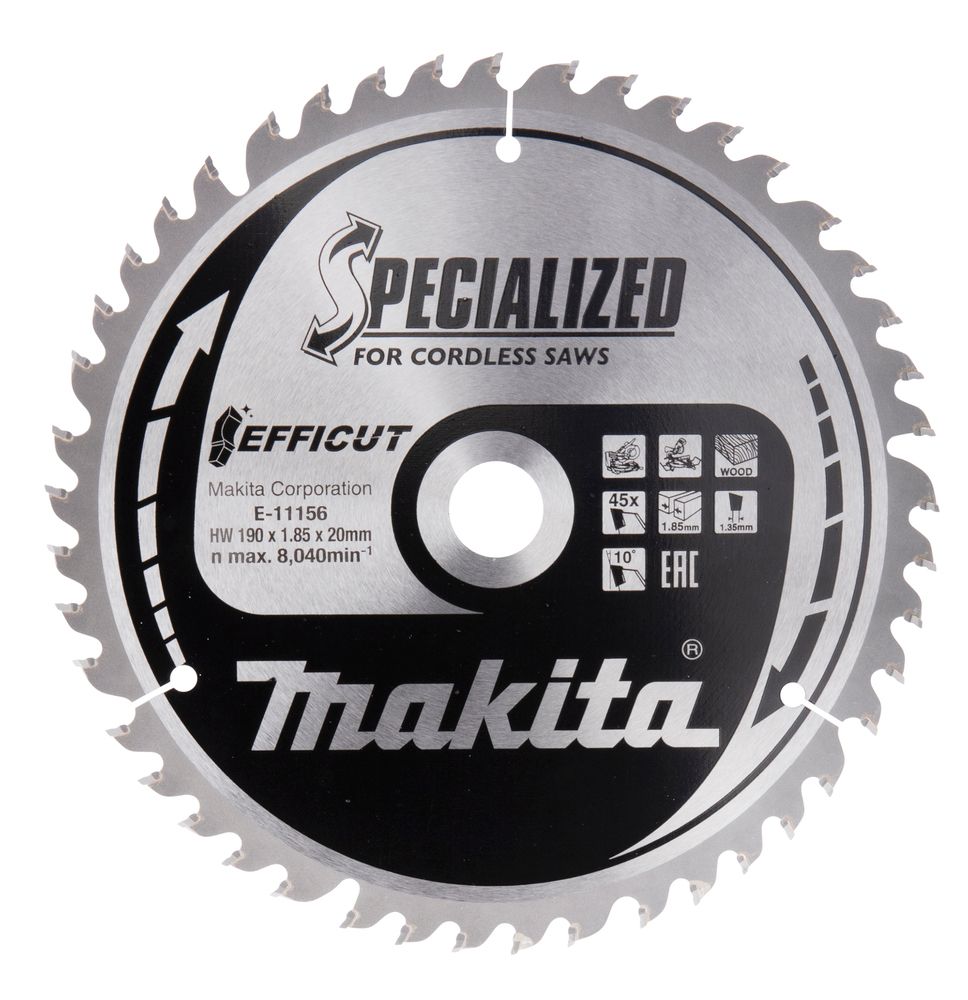 Katkaisuterä puulle Makita E-11156 TCT; 190x20x1,85 mm