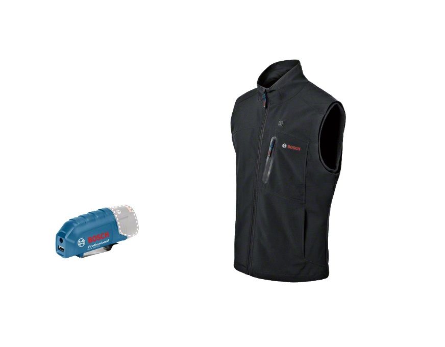 Lämpöliivi Bosch GHV 12; L; 12 V + usb adapteri GAA 12V-21 (ilman akkua ja laturia)