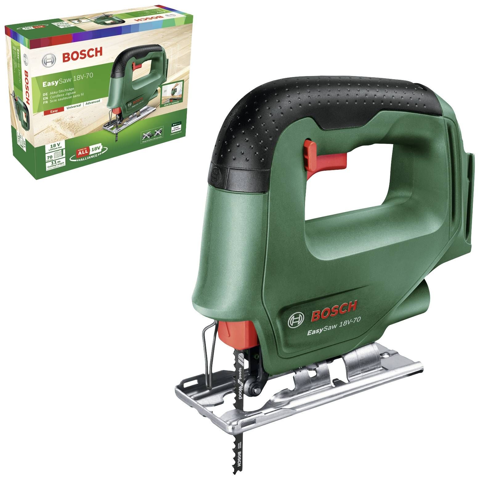 Akkupistosaha Bosch EasySaw 18 solo; 18 V (ilman akkua ja laturia)