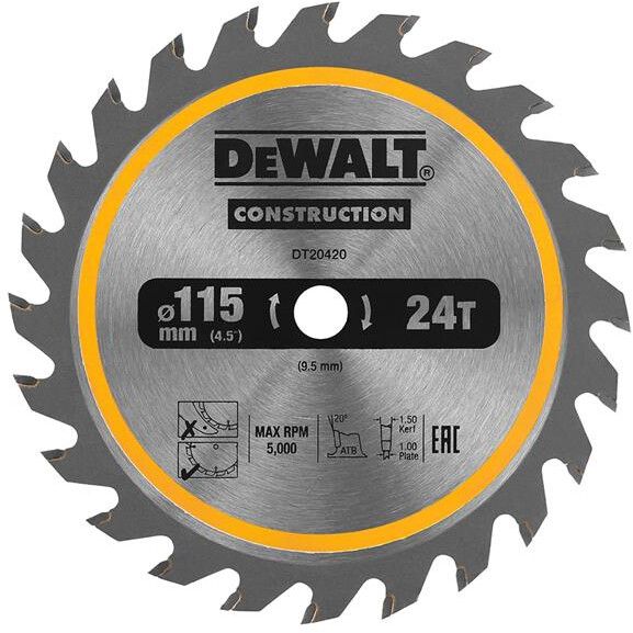 Katkaisuterä puulle DeWalt DT20420-QZ; 115 mm; Z24