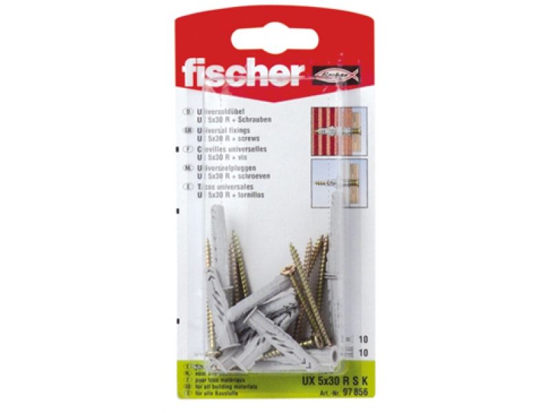 Ruuvit tapeilla Fischer UX R S; 6x35 mm; 10 kpl.