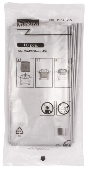 Pölynimurin muoviset pölypussit Makita 195432-5; 10 kpl.