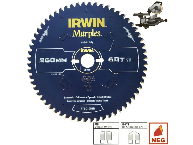 Katkaisuterä puulle Irwin Marples; 250x2,5x30,0 mm; Z60