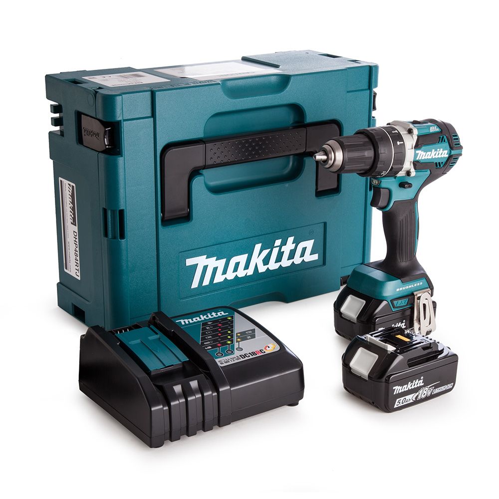 Iskupora / ruuvinväännin Makita DHP484RTJ; 18 V; 2x5,0 Ah akku