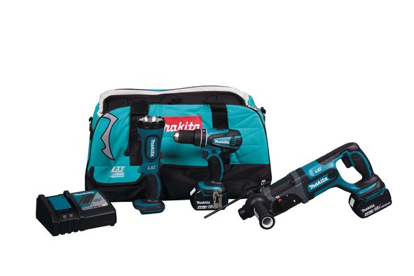Työkalusarja Makita DLX3008M (DHP456 + DHR241 + DML185); 18 V; 2x4,0 Ah akku